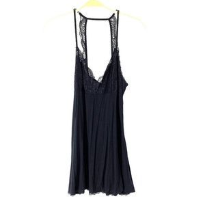 Women’s Avid Love Black Night Gown Chemise Negligee Nightie Lingerie Large 5062